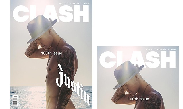 Justin Bieber 荣登 《Clash》 100 期纪念刊封面，几近全裸攒足眼球